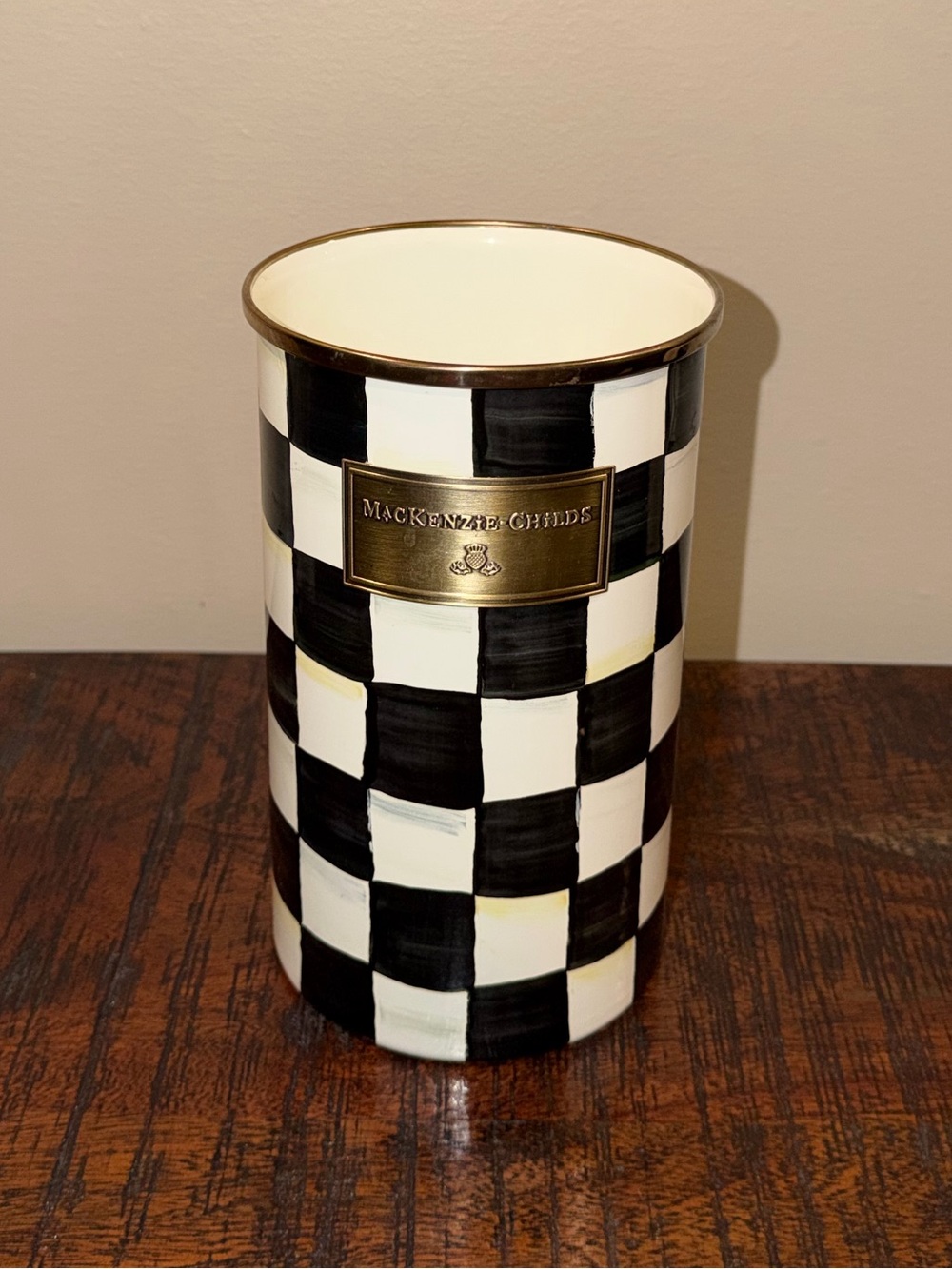 MacKenzie-Childs Courtly Check Enamel Utensil Holder
